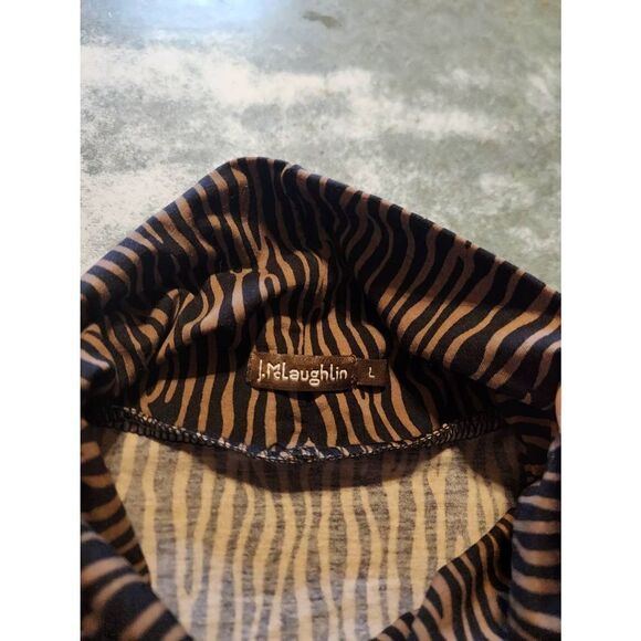 J. McLaughlin zebra print brown &black turtleneck top sz Large - Picture 2 of 3